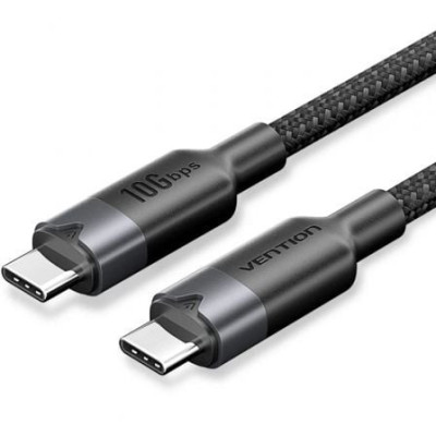 Cable USB 3.2 Tipo-C 5A Vention TRGBH/ USB Tipo-C Macho - USB Tipo-C Macho/ Hasta 100W/ 10Gbps/ 2m/ Negro | USB-C
