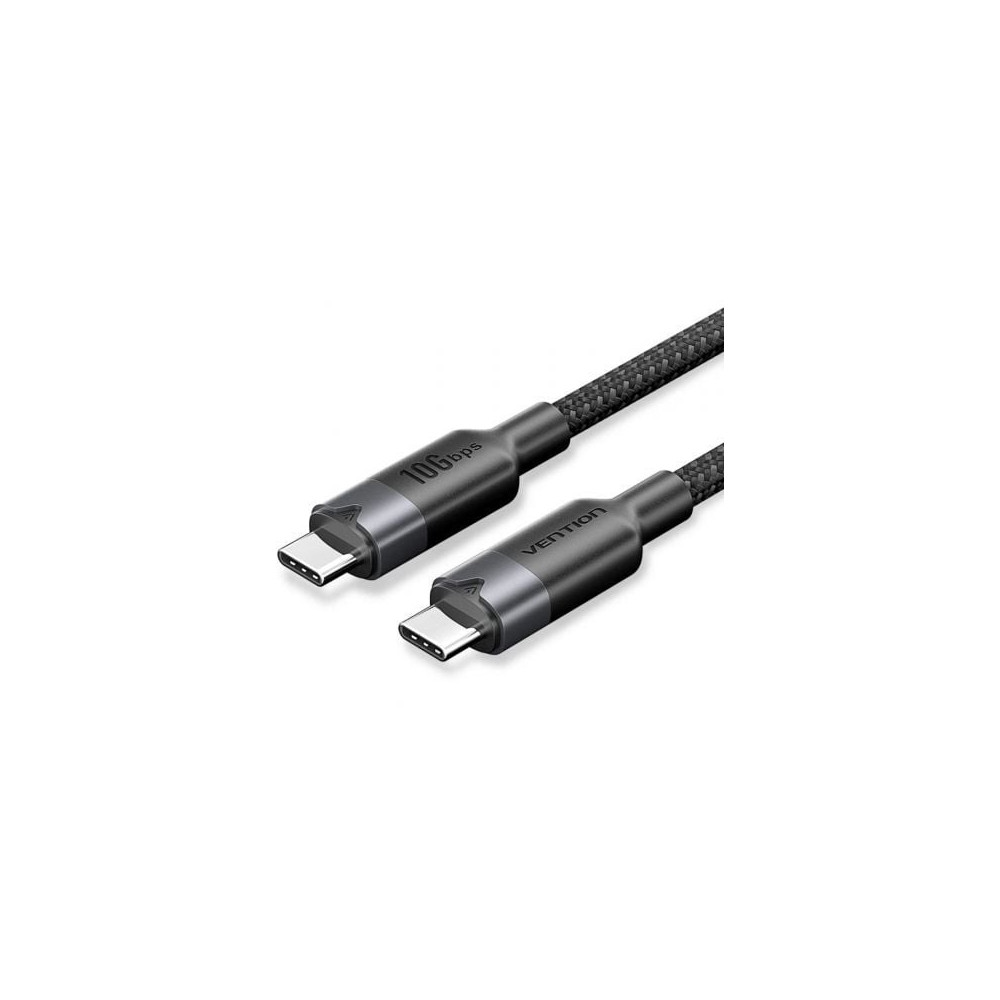 Cable USB 3.2 Tipo-C 5A Vention TRGBH/ USB Tipo-C Macho - USB Tipo-C Macho/ Hasta 100W/ 10Gbps/ 2m/ Negro | USB-C