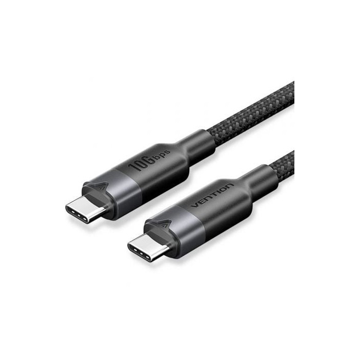 Cable USB 3.2 Tipo-C 5A Vention TRGBH/ USB Tipo-C Macho - USB Tipo-C Macho/ Hasta 100W/ 10Gbps/ 2m/ Negro | USB-C
