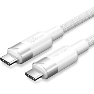Cable USB 3.2 Tipo-C 5A Vention TRGWD/ USB Tipo-C Macho - USB Tipo-C Macho/ Hasta 100W/ 10Gbps/ 50cm/ Blanco | USB-C