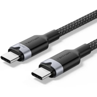Cable USB 2.0 Tipo-C 5A Vention TRIBF/ USB Tipo-C Macho - USB Tipo-C Macho/ Hasta 240W/ 480Mbps/ 1m/ Negro | USB-C