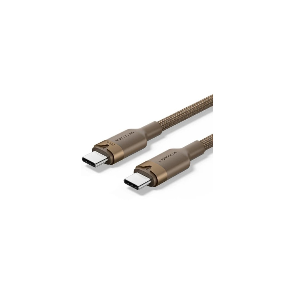 Cable USB 2.0 Tipo-C 5A Vention TRIJF/ USB Tipo-C Macho - USB Tipo-C Macho/ Hasta 240W/ 480Mbps/ 1m/ Dorado | USB-C