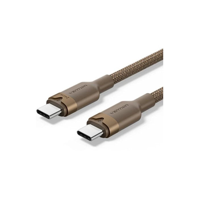 Cable USB 2.0 Tipo-C 5A Vention TRIJH/ USB Tipo-C Macho - USB Tipo-C Macho/ Hasta 240W/ 480Mbps/ 2m/ Dorado | USB-C
