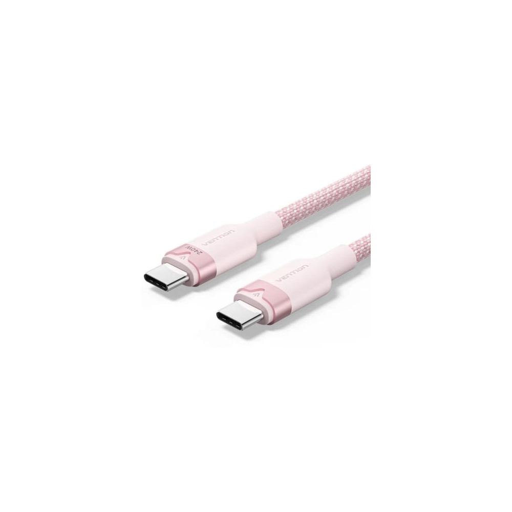 Cable USB 2.0 Tipo-C 5A Vention TRIPF/ USB Tipo-C Macho - USB Tipo-C Macho/ Hasta 240W/ 480Mbps/ 1m/ Rosa | USB-C
