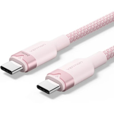 Cable USB 2.0 Tipo-C 5A Vention TRIPH/ USB Tipo-C Macho - USB Tipo-C Macho/ Hasta 240W/ 480Mbps/ 2m/ Rosa | USB-C
