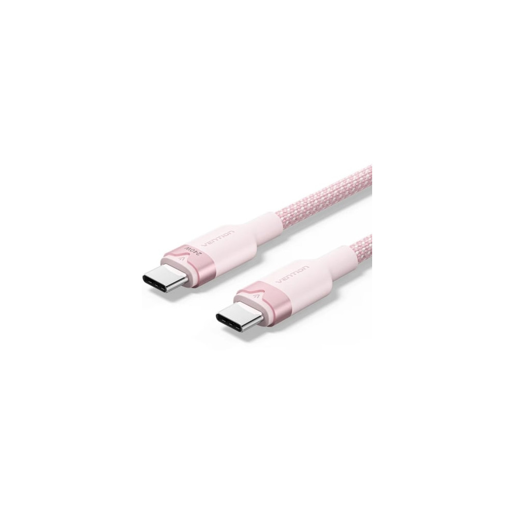 Cable USB 2.0 Tipo-C 5A Vention TRIPH/ USB Tipo-C Macho - USB Tipo-C Macho/ Hasta 240W/ 480Mbps/ 2m/ Rosa | USB-C