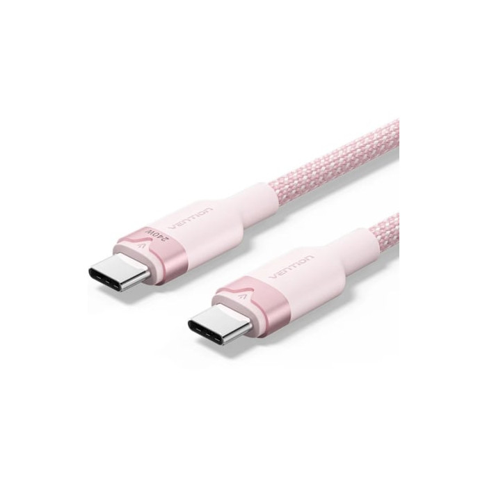 Cable USB 2.0 Tipo-C 5A Vention TRIPH/ USB Tipo-C Macho - USB Tipo-C Macho/ Hasta 240W/ 480Mbps/ 2m/ Rosa | USB-C