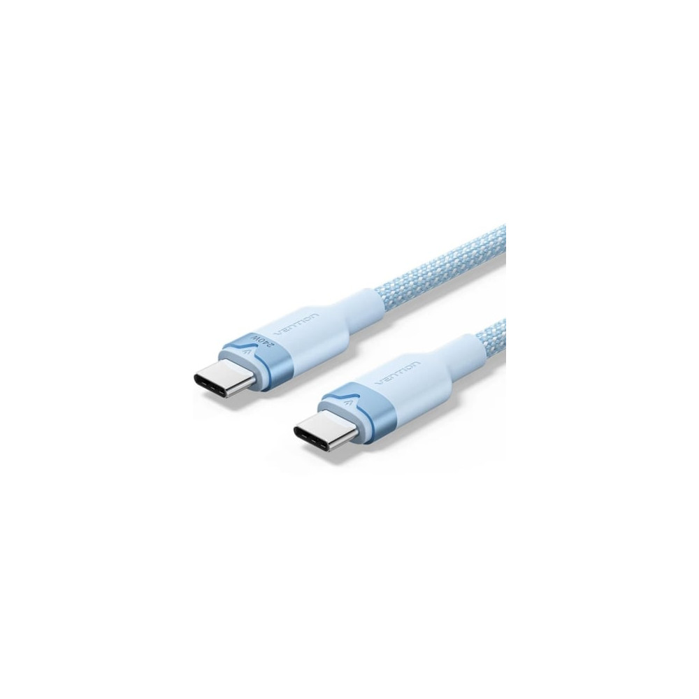 Cable USB 2.0 Tipo-C 5A Vention TRISF/ USB Tipo-C Macho - USB Tipo-C Macho/ Hasta 240W/ 480Mbps/ 1m/ Azul | USB-C