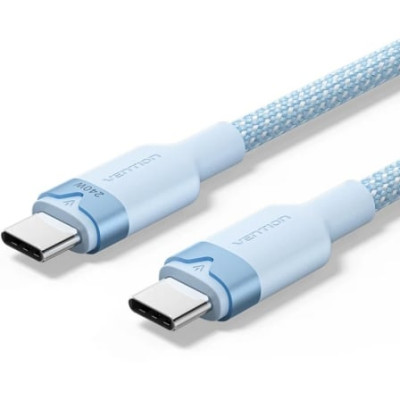 Cable USB 2.0 Tipo-C 5A Vention TRISH/ USB Tipo-C Macho - USB Tipo-C Macho/ Hasta 240W/ 480Mbps/ 2m/ Azul | USB-C