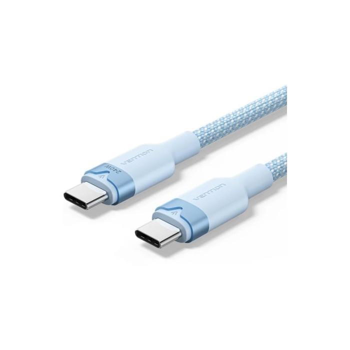 Cable USB 2.0 Tipo-C 5A Vention TRISH/ USB Tipo-C Macho - USB Tipo-C Macho/ Hasta 240W/ 480Mbps/ 2m/ Azul | USB-C