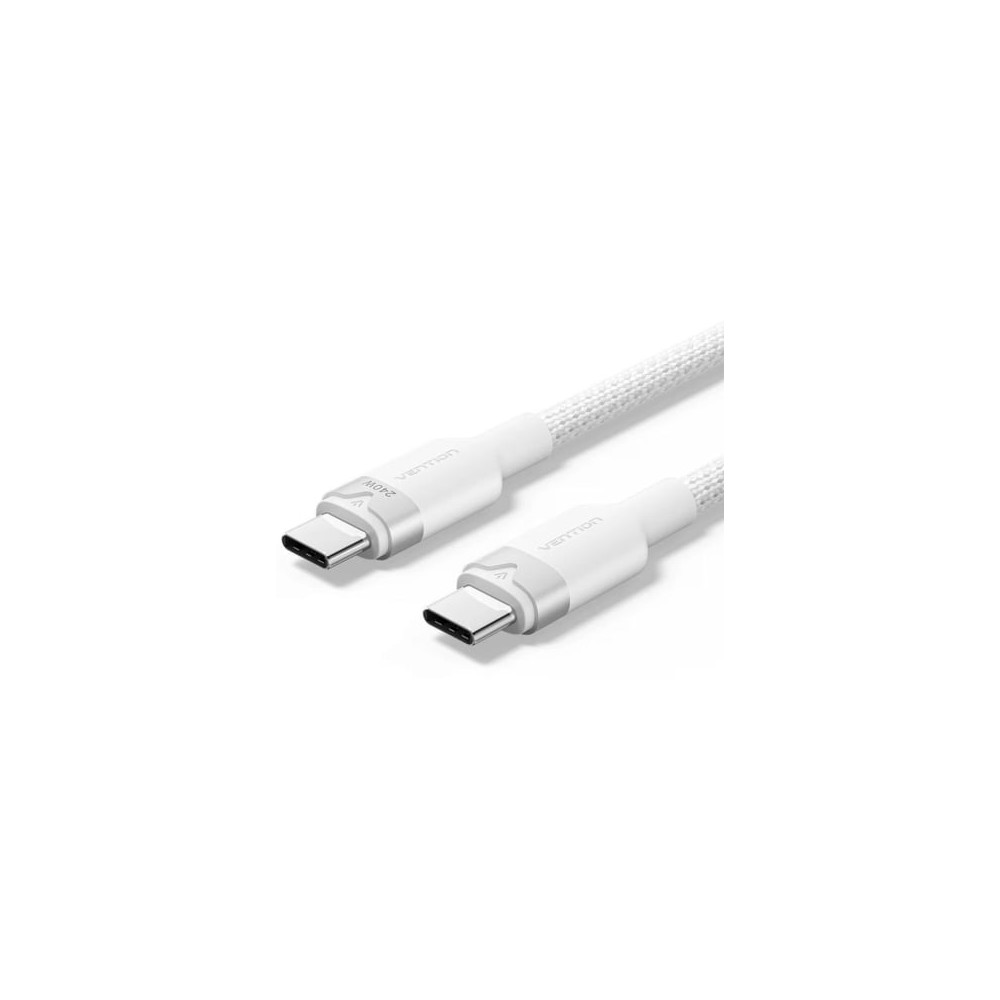 Cable USB Tipo-C 2.0 5A Vention TRIWH/ USB Tipo-C Macho - USB Tipo-C Macho/ Hasta 240W/ 480Mbps/ 2m/ Blanco | USB-C