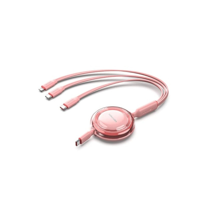 Cable USB Tipo-C 2.0 5A Vention TRJPBE/ USB Tipo-C Macho - 3x USB Tipo-C Macho/ Hasta 100W/ 480Mbps/ 1.1m/ Rosa | USB-C