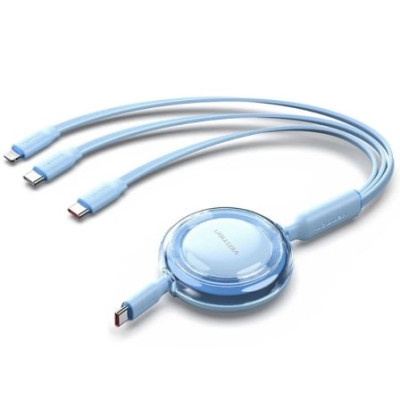 Cable USB Tipo-C 2.0 5A Vention TRJSBE/ USB Tipo-C Macho - 3x USB Tipo-C Macho/ Hasta 100W/ 480Mbps/ 1.1m/ Azul | USB-C