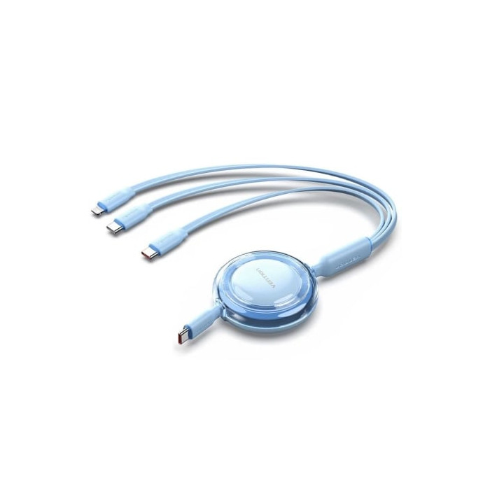 Cable USB Tipo-C 2.0 5A Vention TRJSBE/ USB Tipo-C Macho - 3x USB Tipo-C Macho/ Hasta 100W/ 480Mbps/ 1.1m/ Azul | USB-C