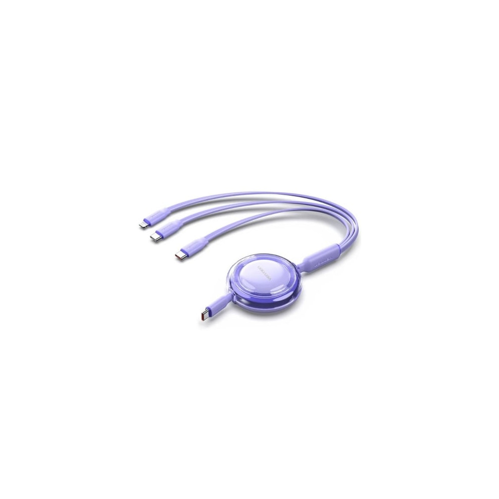 Cable USB Tipo-C 2.0 5A Vention TRJVBE/ USB Tipo-C Macho - 3x USB Tipo-C Macho/ Hasta 100W/ 480Mbps/ 1.1m/ Morado | USB-C