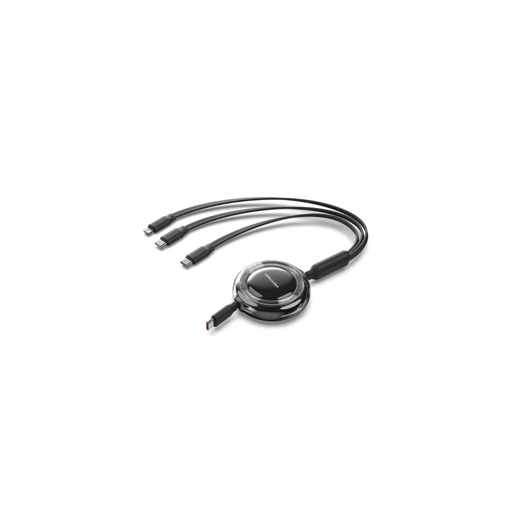 Cable USB Tipo-C 2.0 5A Vention TRKBBE/ USB Tipo-C Macho - 3x USB Tipo-C Macho/ Hasta 100W/ 480Mbps/ 1.1m/ Negro | USB-C
