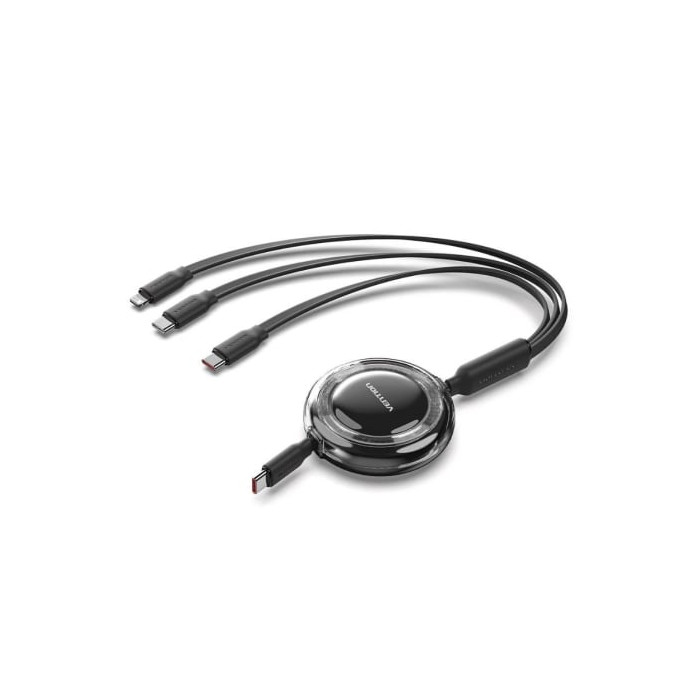 Cable USB Tipo-C 2.0 5A Vention TRKBBE/ USB Tipo-C Macho - 3x USB Tipo-C Macho/ Hasta 100W/ 480Mbps/ 1.1m/ Negro | USB-C