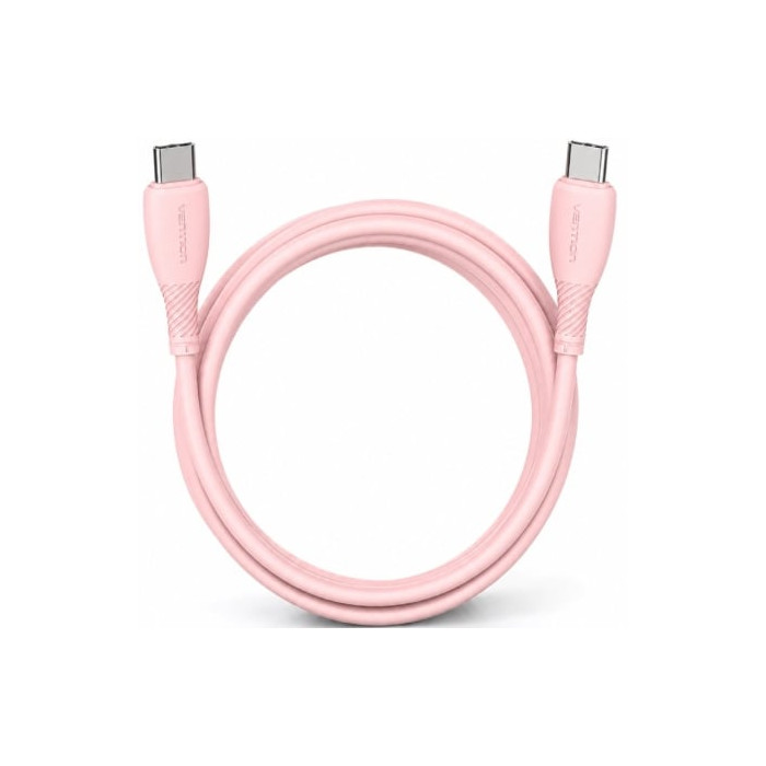 Cable USB 2.0 Tipo-C Vention TRVPH/ USB Tipo-C Macho - USB Tipo-C Macho/ Hasta 60W/ 480Mbps/ 2m/ Rosa | USB-C