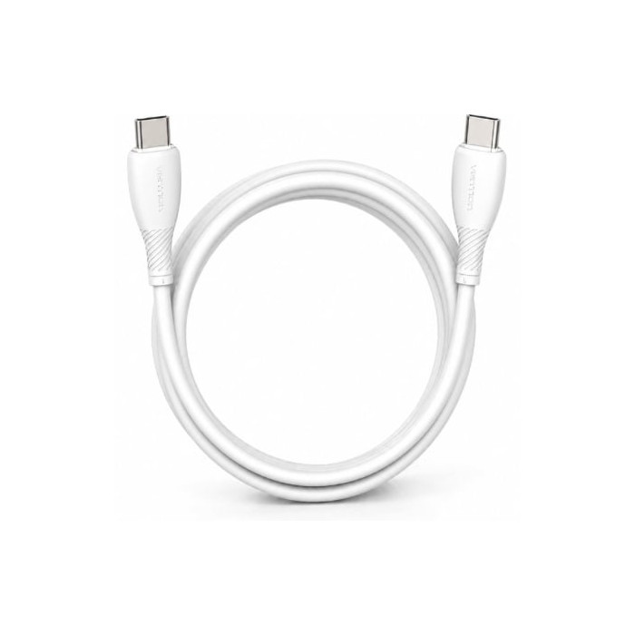 Cable USB 2.0 Tipo-C Vention TRVWH/ USB Tipo-C Macho - USB Tipo-C Macho/ Hasta 60W/ 480Mbps/ 2m/ Blanco | USB-C
