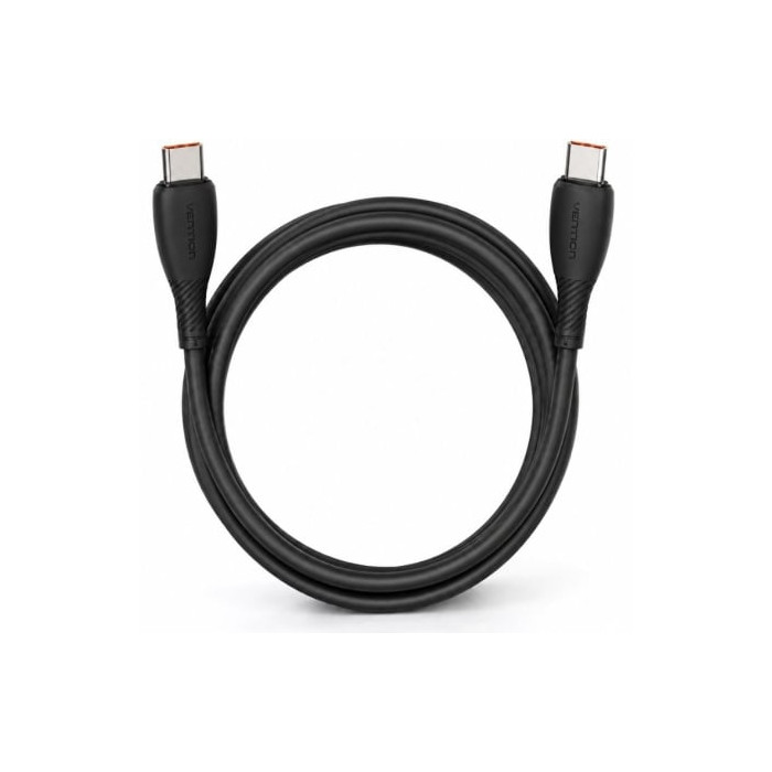 Cable USB 2.0 Tipo-C Vention TRWBH/ USB Tipo-C Macho - USB Tipo-C Macho/ Hasta 100W/ 480Mbps/ 2m/ Negro | USB-C