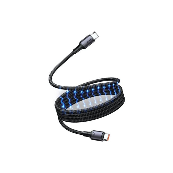 Cable Magnético USB 2.0 Tipo-C 5A Vention TSABF/ USB Tipo-C Macho - USB Tipo-C Macho/ Hasta 240W/ 480Mbps/ 1m/ Negro | USB-C