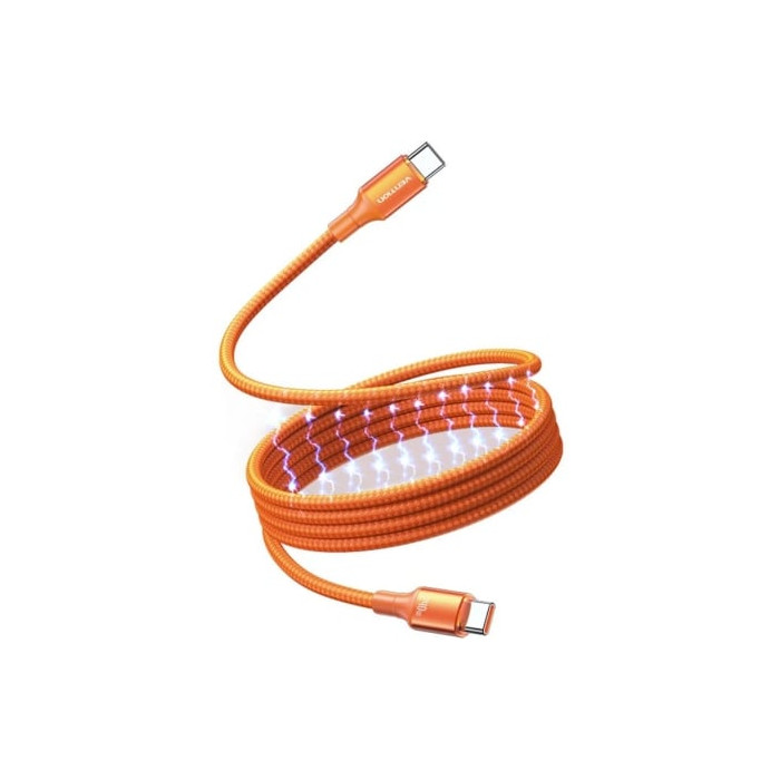 Cable Magnético USB 2.0 Tipo-C 5A Vention TSAOF/ USB Tipo-C Macho - USB Tipo-C Macho/ Hasta 240W/ 480Mbps/ 1m/ Naranja | USB-C