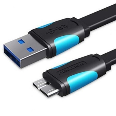 Cable USB 3.0 Vention VAS-A12-B025/ MicroUSB Macho - USB Macho/ 10W/ 5Gbps/ 25cm/ Azul y Negro | USB