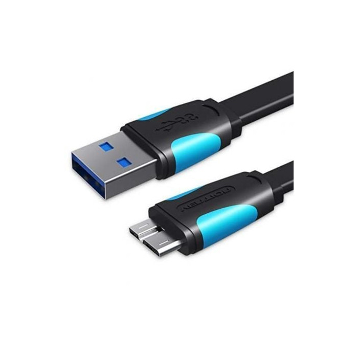 Cable USB 3.0 Vention VAS-A12-B050/ MicroUSB Macho - USB Macho/ 10W/ 5Gbps/ 50cm/ Azul y Negro | USB