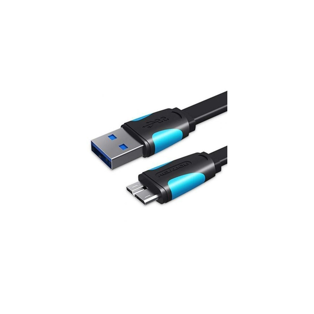 Cable USB 3.0 Vention VAS-A12-B100/ MicroUSB Macho - USB Macho/ Hasta 10W/ 5Gbps/ 1m/ Azul y Negro | USB
