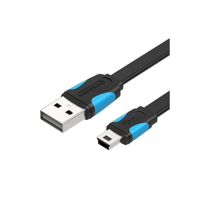 Cable USB 2.0 Vention VAS-A14-B100/ Mini USB Macho - USB Macho/ 480Mbps/ 1m/ Azul y Negro | USB