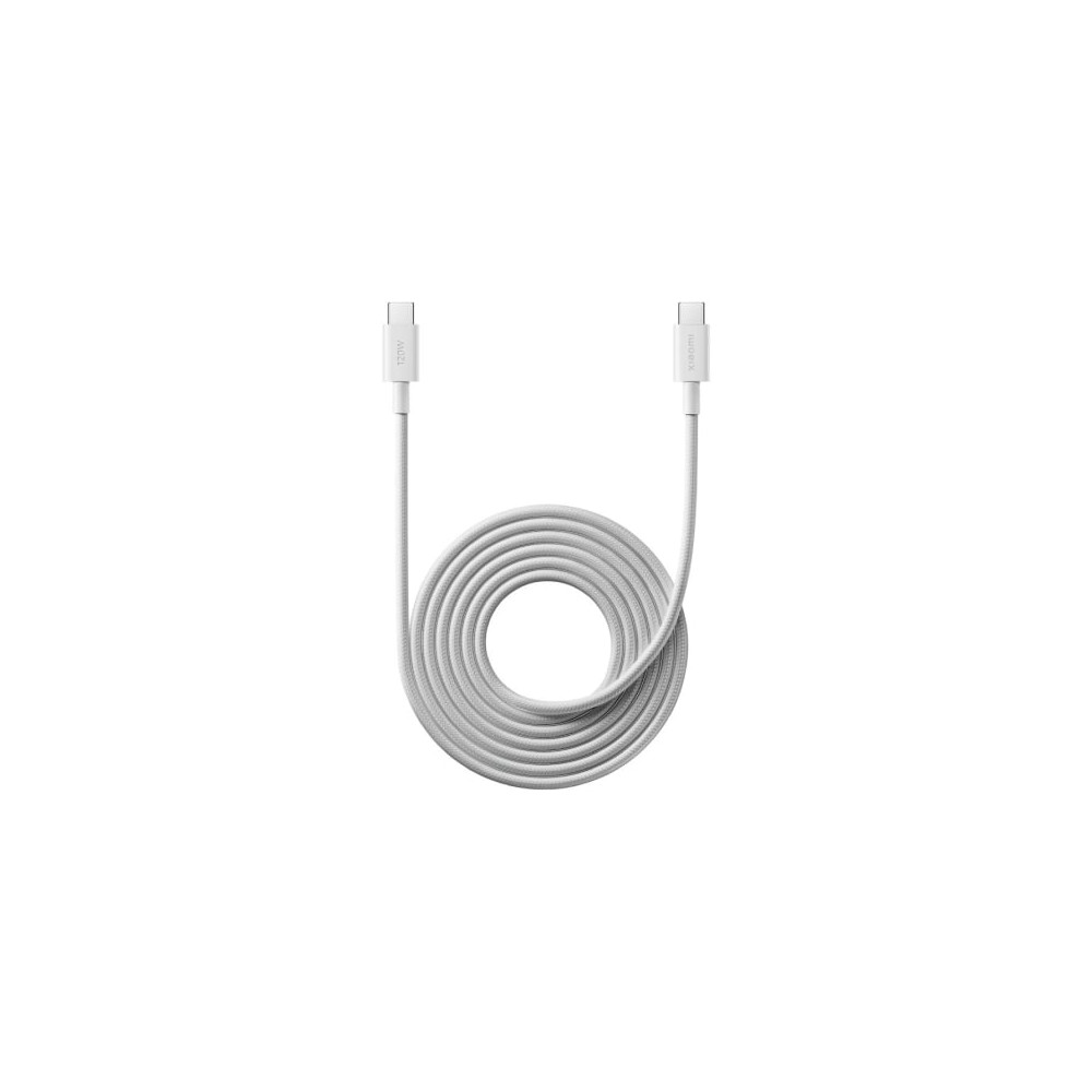 Cable USB 2.0 Tipo-C 6A Xiaomi Braided/ USB Tipo-C Macho - USB Tipo-C Macho/ Hasta 120W/ 480Mbps/ 2m/ Blanco | USB-C