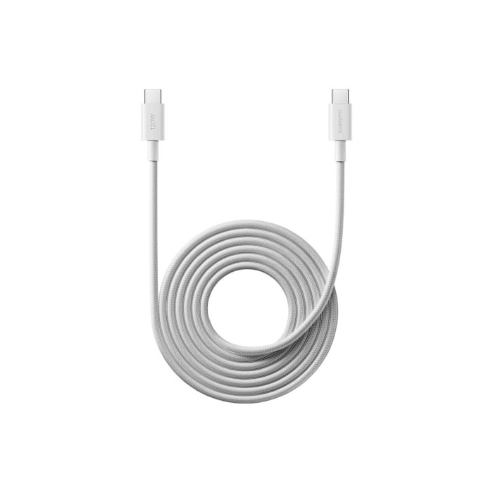 Cable USB 2.0 Tipo-C 6A Xiaomi Braided/ USB Tipo-C Macho - USB Tipo-C Macho/ Hasta 120W/ 480Mbps/ 2m/ Blanco | USB-C