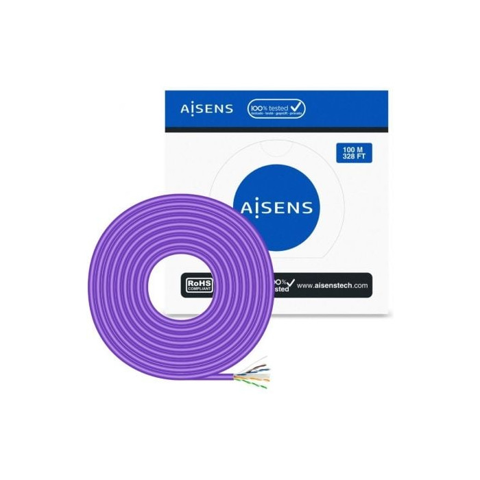 Bobina de Cable RJ45 AWG23 UTP Aisens A135-0747 Cat.6/ LSZH/ 100m/ Violeta | Bobinas