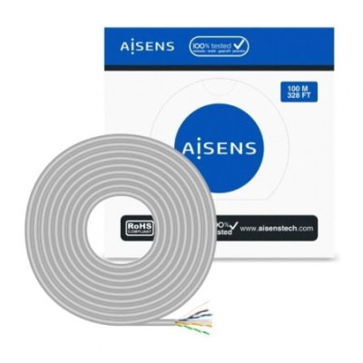 Bobina de Cable RJ45 UTP AWG23 CCA (Aleación) Aisens A135-0660 Cat.6/ 100m/ Gris | Bobinas