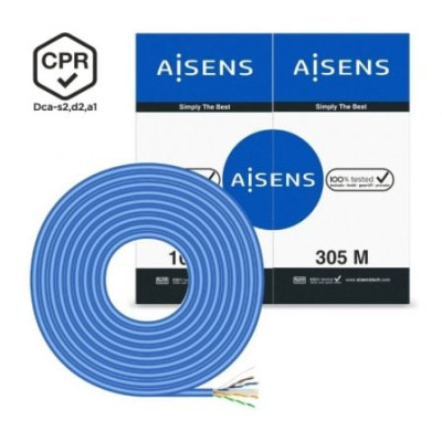 Bobina de Cable RJ45 UTP AWG24 LSZH CPR Dca Aisens A135-0663 Cat.6/ 305m/ Azul | Bobinas