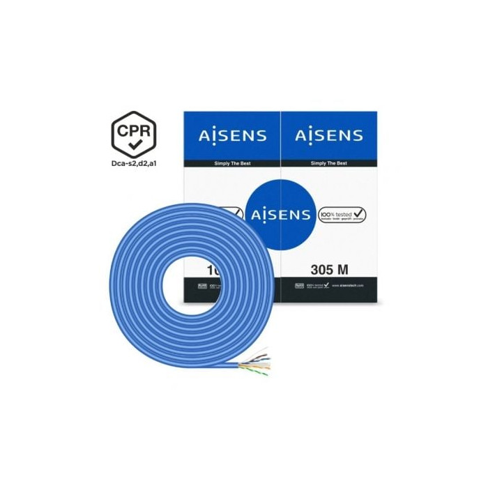 Bobina de Cable RJ45 UTP AWG24 LSZH CPR Dca Aisens A135-0663 Cat.6/ 305m/ Azul | Bobinas