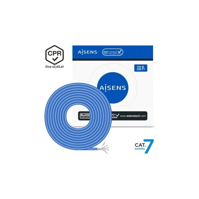 Bobina de Cable RJ45 SFTP AWG23 LSZH CPR Dca Aisens A146-0664 Cat.7/ 100m/ Azul | Bobinas