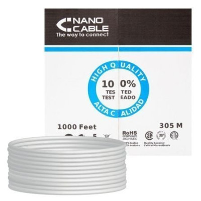 Bobina de Cable RJ45 UTP Nanocable 10.20.0304 Cat.5e/ 305m/ Gris | Bobinas