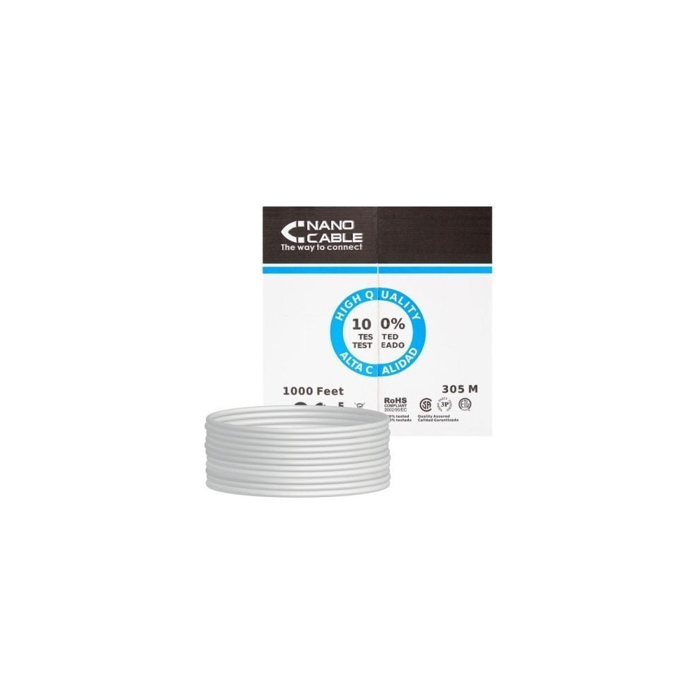 Bobina de Cable RJ45 UTP Nanocable 10.20.0304 Cat.5e/ 305m/ Gris | Bobinas