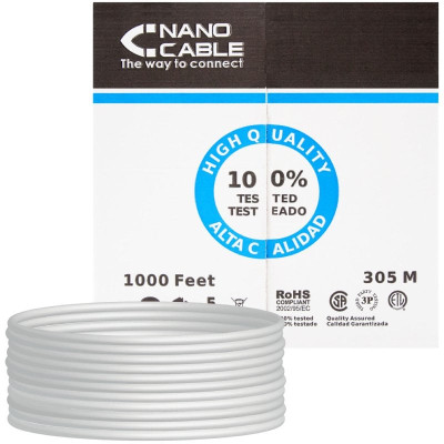 Bobina de Cable RJ45 UTP Nanocable 10.20.0304-FLEX Cat.5e/ 305m/ Gris | Bobinas