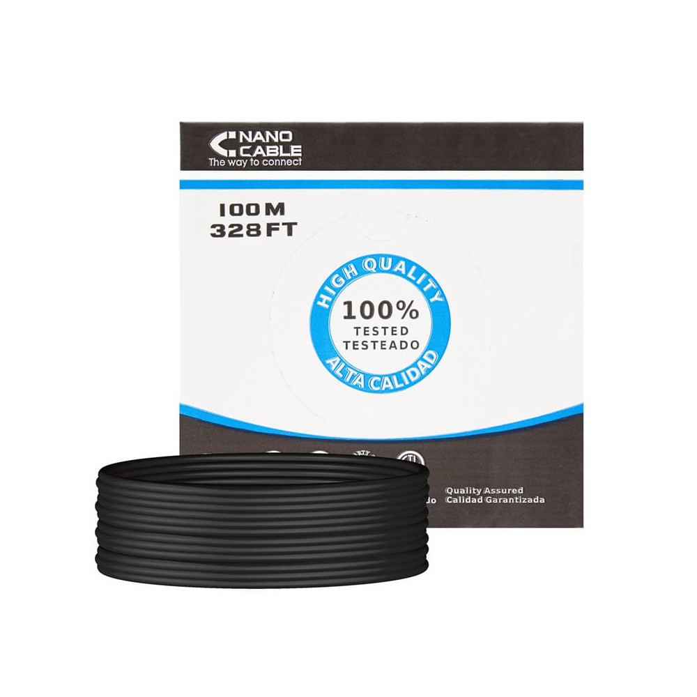 Bobina de Cable RJ45 para Exteriores UTP Nanocable 10.20.0502-EXT-BK Cat.6/ 100m/ Impermeable/ Negro | Bobinas