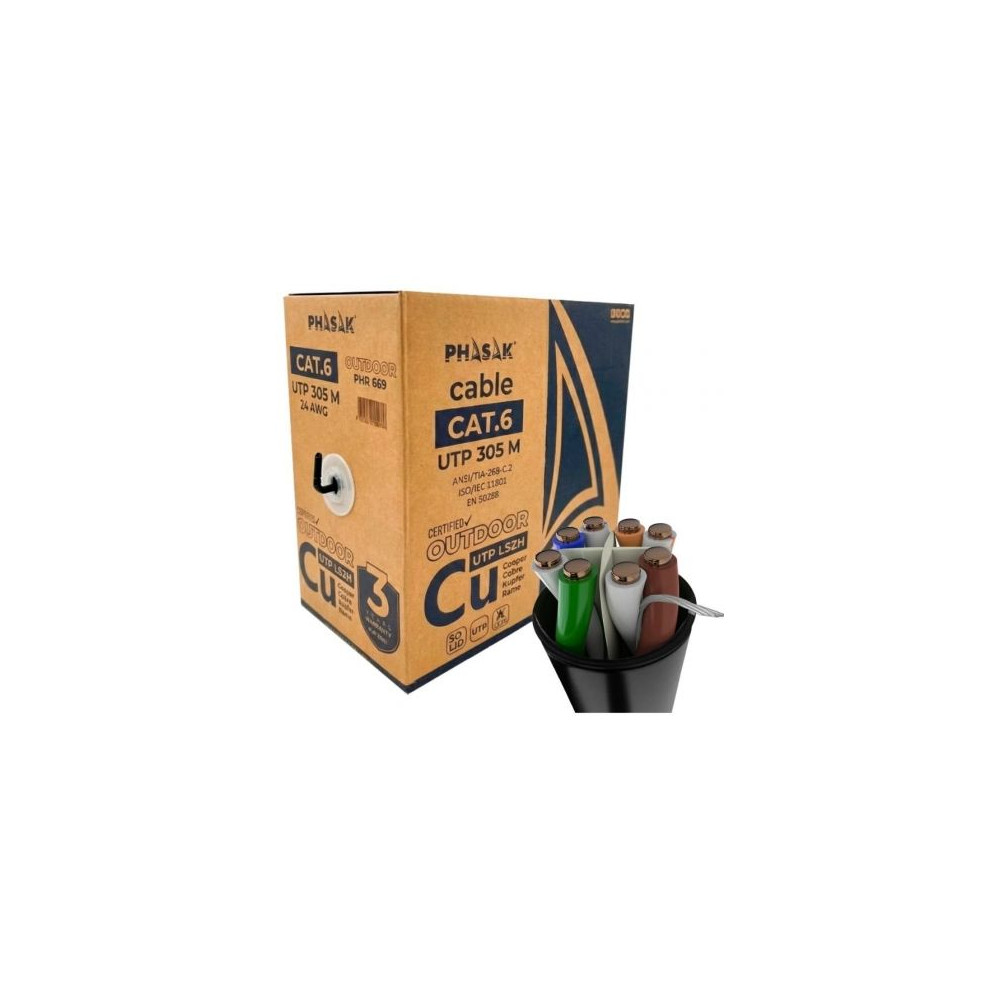 Bobina de Cable RJ45 UTP Phasak PHR 669 Cat.6/ 305m/ Gris | Bobinas