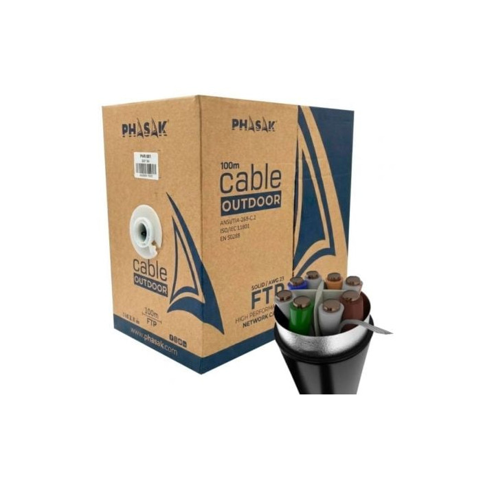 Bobina de Cable RJ45 FTP Phasak PHR 681 Cat.6A/ 100m/ Gris | Bobinas