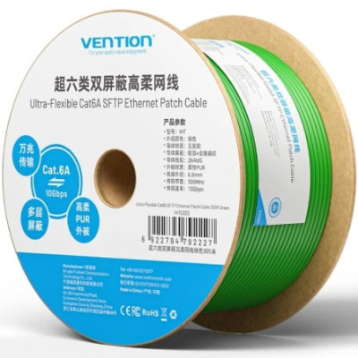 Bobina de Cable RJ45 SFTP Vention IHTG305 Cat.6A/ 305m/ Verde | Bobinas