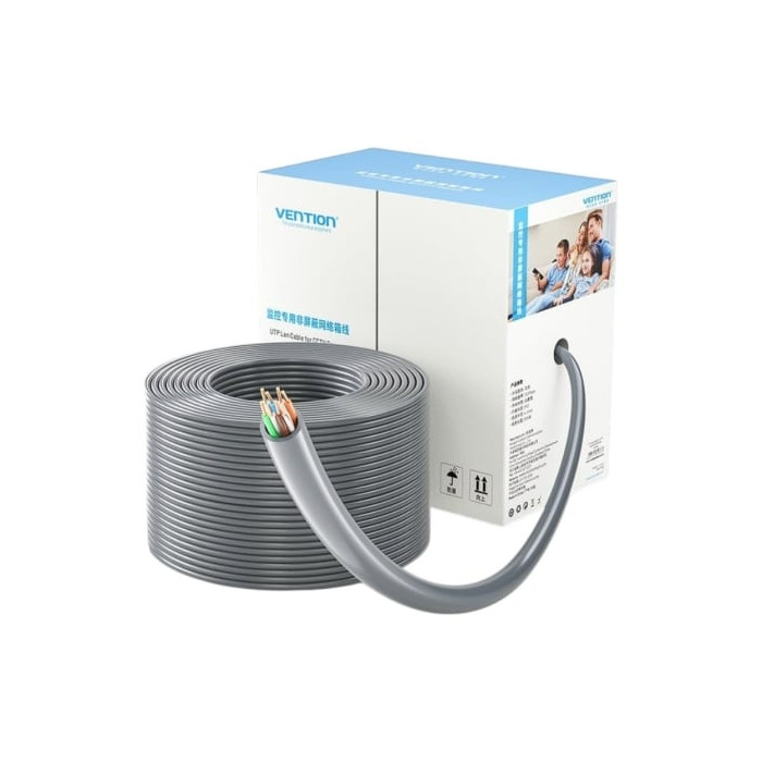 Bobina de Cable RJ45 UTP Vention IJCH305 Outdoor Patch Cat.5e/ 305m/ Gris | Bobinas