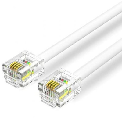 Cable de Teléfono RJ11 6P4C Vention IQBWJ/ 5m/ Blanco | 5 m