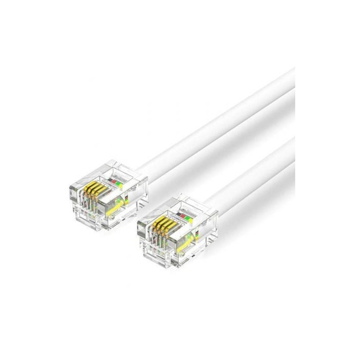 Cable de Teléfono RJ11 6P4C Vention IQBWJ/ 5m/ Blanco | 5 m