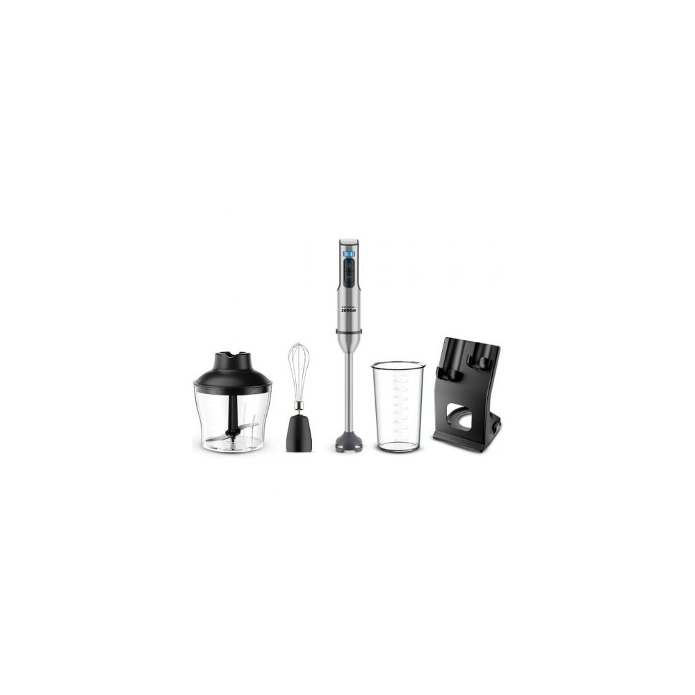 Batidora de mano Grunkel BM-2000SET/ 2000W/ Capacidad 0.8L/ Incluye Vaso, Picadora, Varilla y Soporte | Batidoras