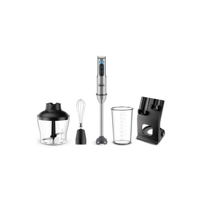 Batidora de mano Grunkel BM-2000SET/ 2000W/ Capacidad 0.8L/ Incluye Vaso, Picadora, Varilla y Soporte | Batidoras