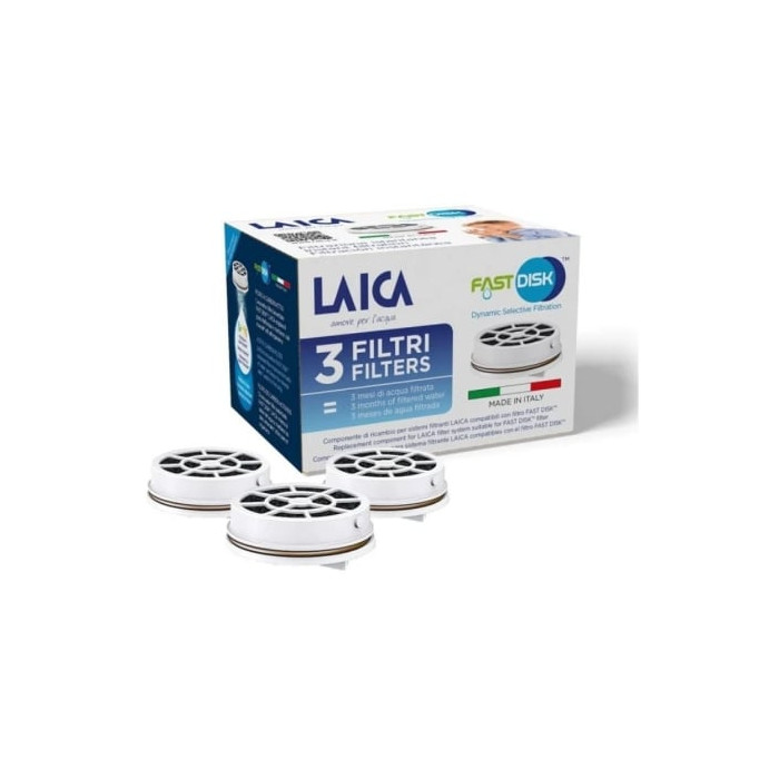 Filtro de Carbón FAST DISK Laica FD03A/ Pack de 3 Unidades/ Compatibilidad Flown go | Hervidores